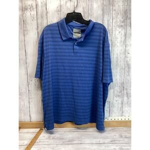 North Canyon Men Short Sleeve Golf Polo Shirts Blue Striped XL